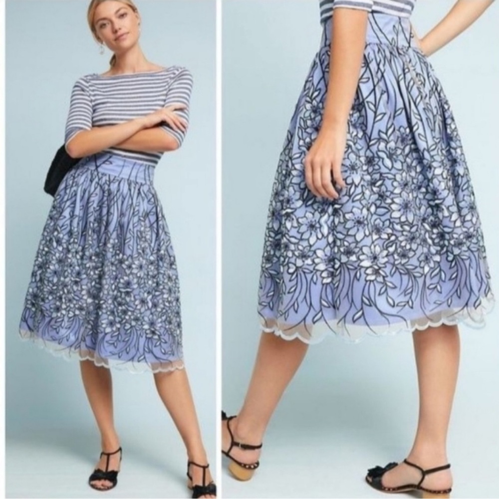 EUC Eliza J Embroidered A Line Skirt